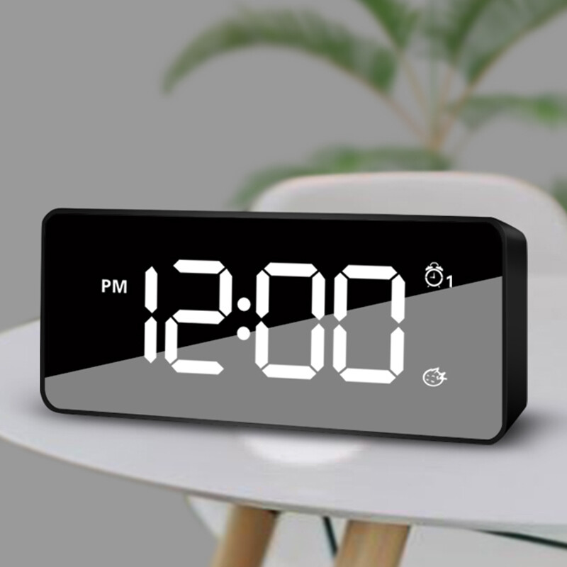 Hanse multifunctional charging alarm clock student mute bedside clock office desk clock luminous clock ha92 black