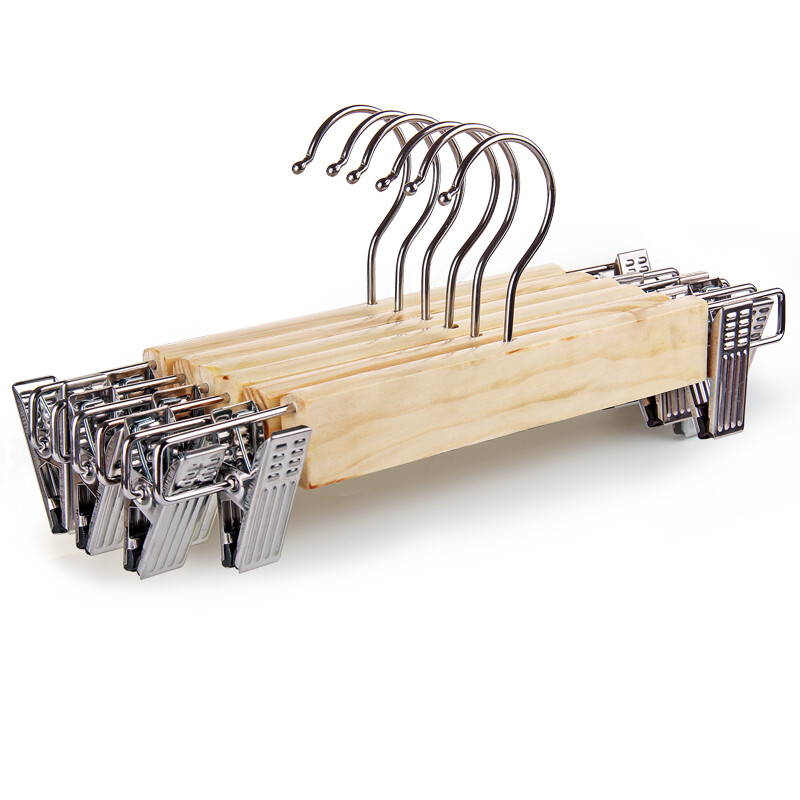 Jiapinhui solid wood clothes hanger clothes support clothes rack anti slip collet trouser skirt clip 6 pieces jx-0582