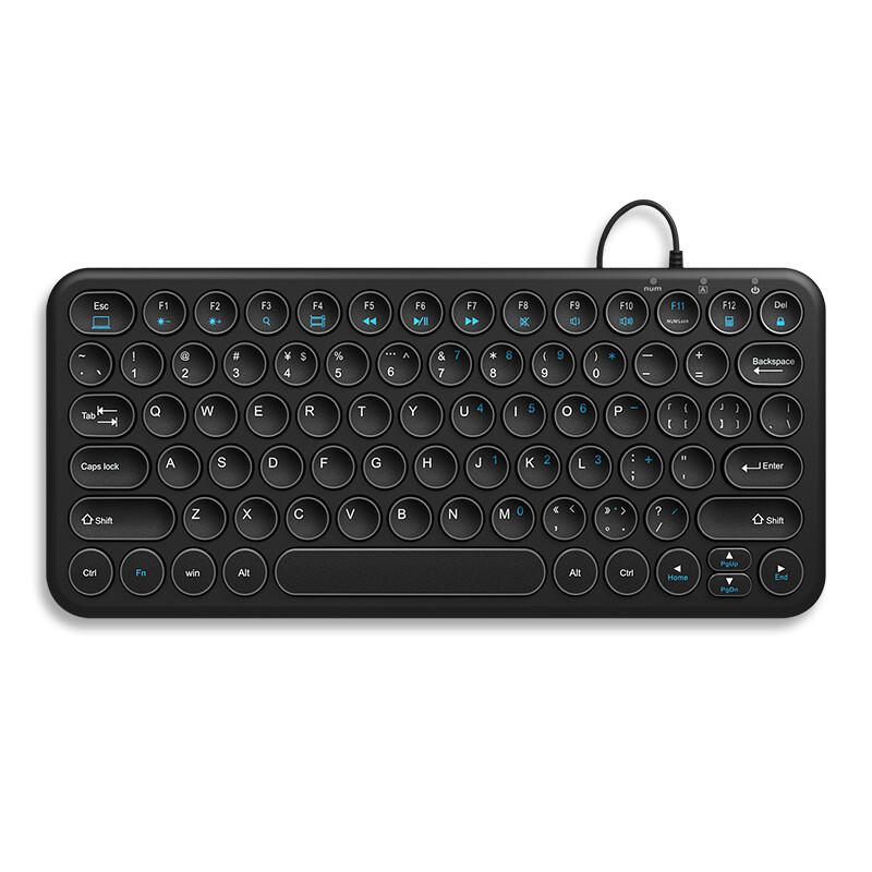 Hangshi (b.o.w) hw098s-a mute circular concave key ultra-thin wired keyboard office notebook portable USB keypad black