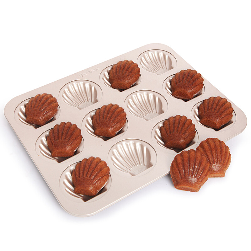 Chef made gold 12 Cup nonstick shell scallop Madeline cake mold baking mold wk9739