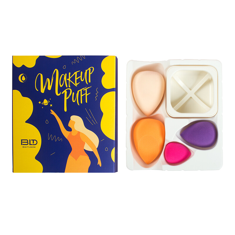 BLD Beilan's make-up eggs don't eat powder make-up eggs make-up eggs dry and wet powder puff sponge eggs 4 including shelves