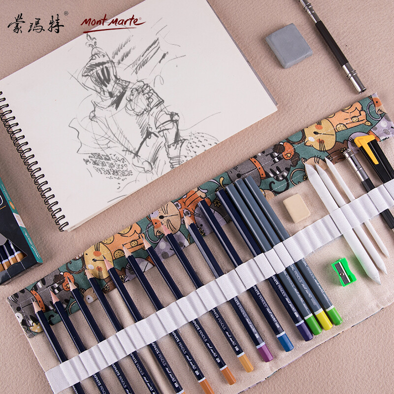 Montmartre, Australia 22 piece sketch pencil set professional drawing pencil rubber charcoal pen big face cat pen curtain qbtz0002