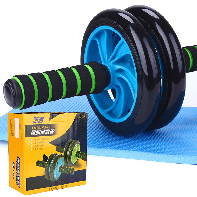 KAISU silent double wheel abdominal health device abdominal muscle wheel abdominal health wheel roller ka05 blue (including knee pad)