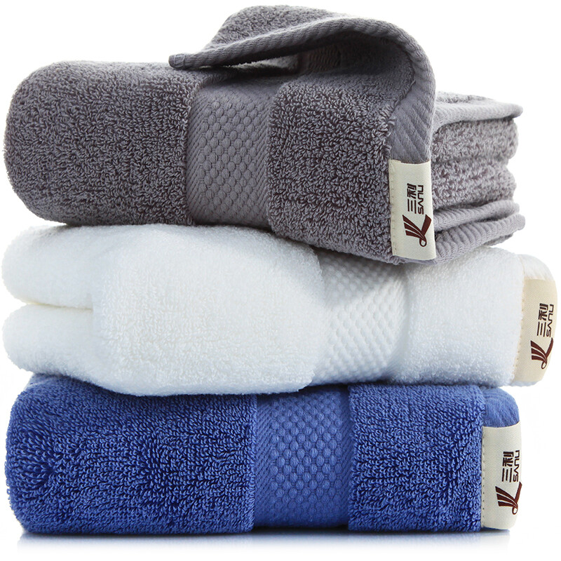 Sanli plush cotton satin star hotel large towel 3 pieces, class a standard 140g / piece, independent packaging, thickened and enlarged soft absorbent face towel 34 × 78cm