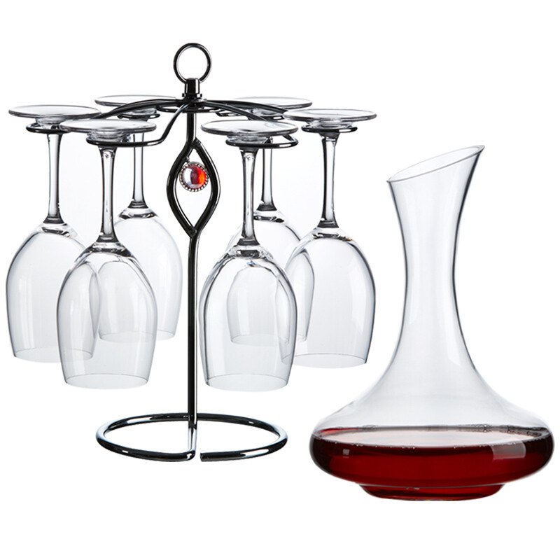 Green apple red wine set 11 pieces cup * 6 + decanter + Cup Holder + bottle opener + cork + cup brush