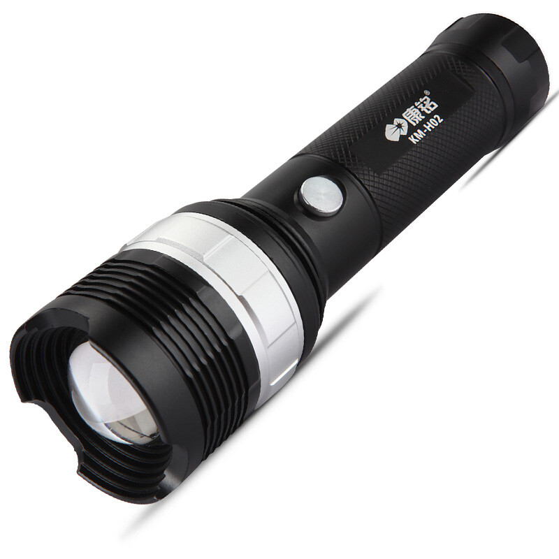 Kangming flashlight strong light LED lamp focusing and zoom lithium battery charging outdoor camping lamp lighting emergency lamp km-h02
