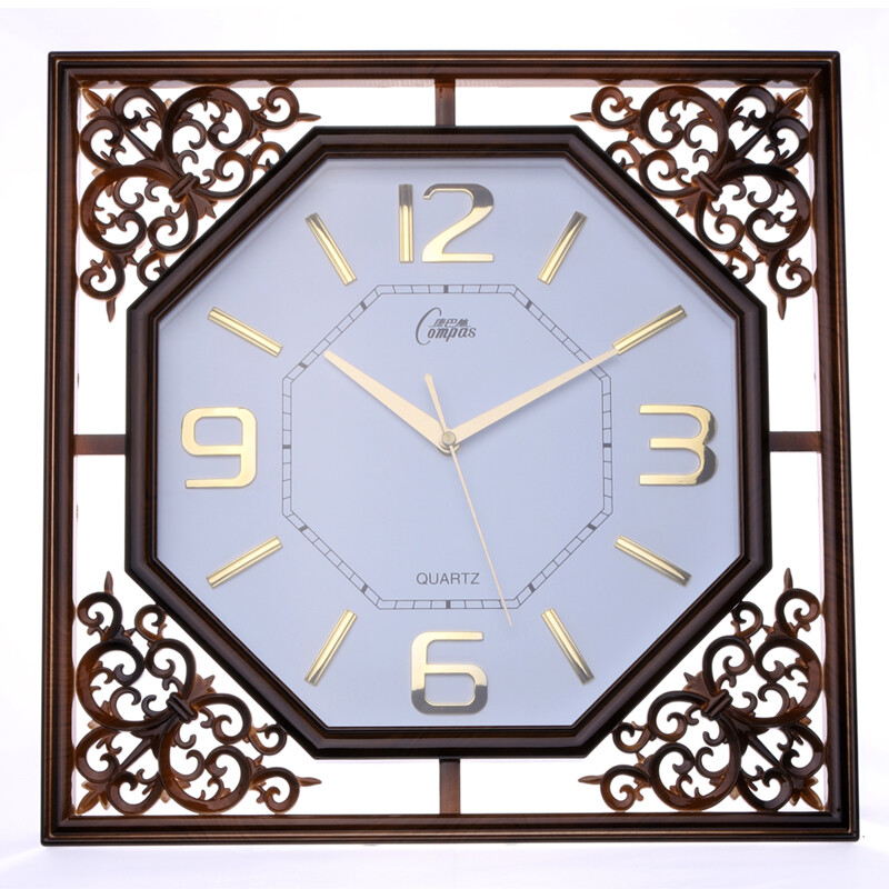 Compas wall clock creative living room silent quartz clock Chinese antique craft clock classical fashion electronic clock wall clock c2525 coffee wood