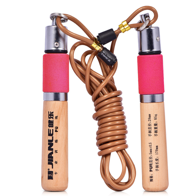 Jianle professional rope skipping solid wood foam grip wear-resistant Pu adjustable rope body 0802 red