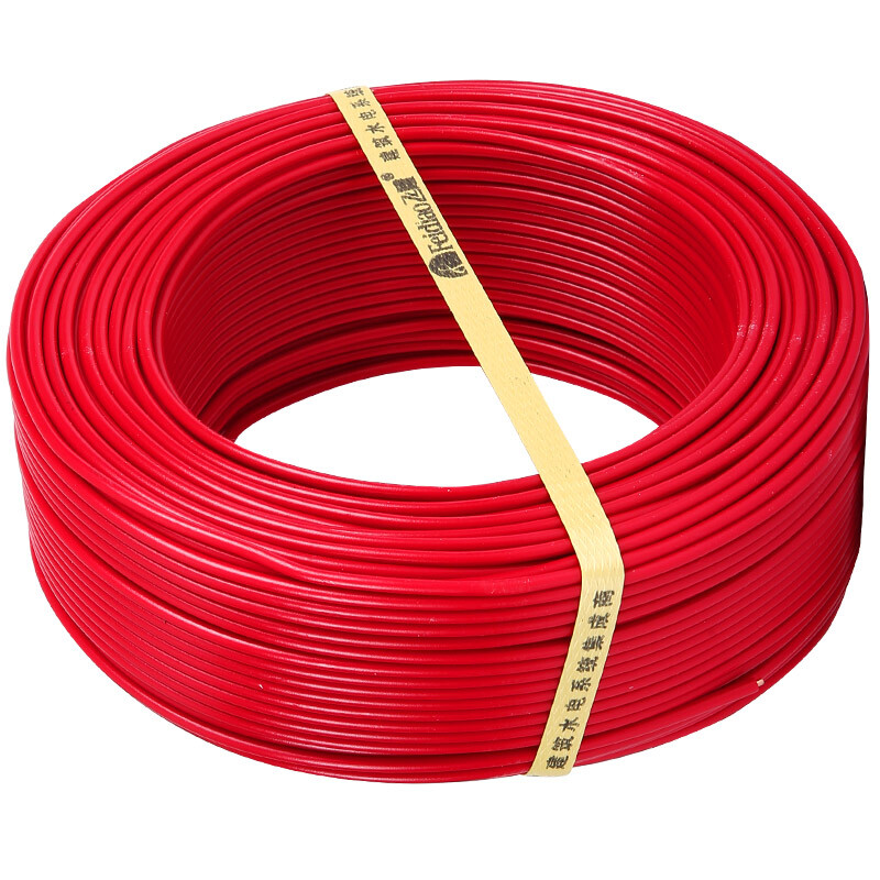 Feidiao wire and cable bv4 Square national standard household copper core wire single core single strand copper wire 50m red live wire