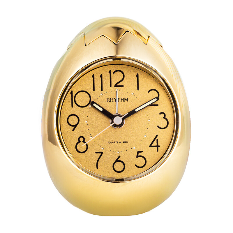 Rhythm mute alarm clock cute creative tumbler alarm clock student children's small alarm clock luminous second hopping movement bedroom bedside alarm clock quartz clock small golden egg 4re886wp18d