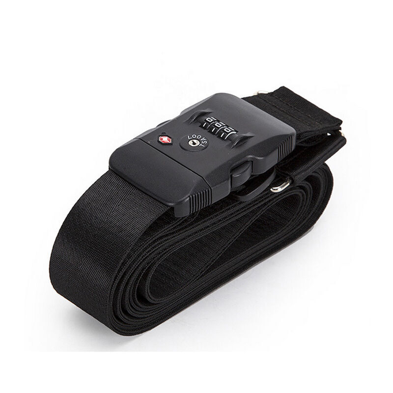 Bangeni outbound suitcase binding belt packing belt TSA code lock luggage belt customs cross packing belt black