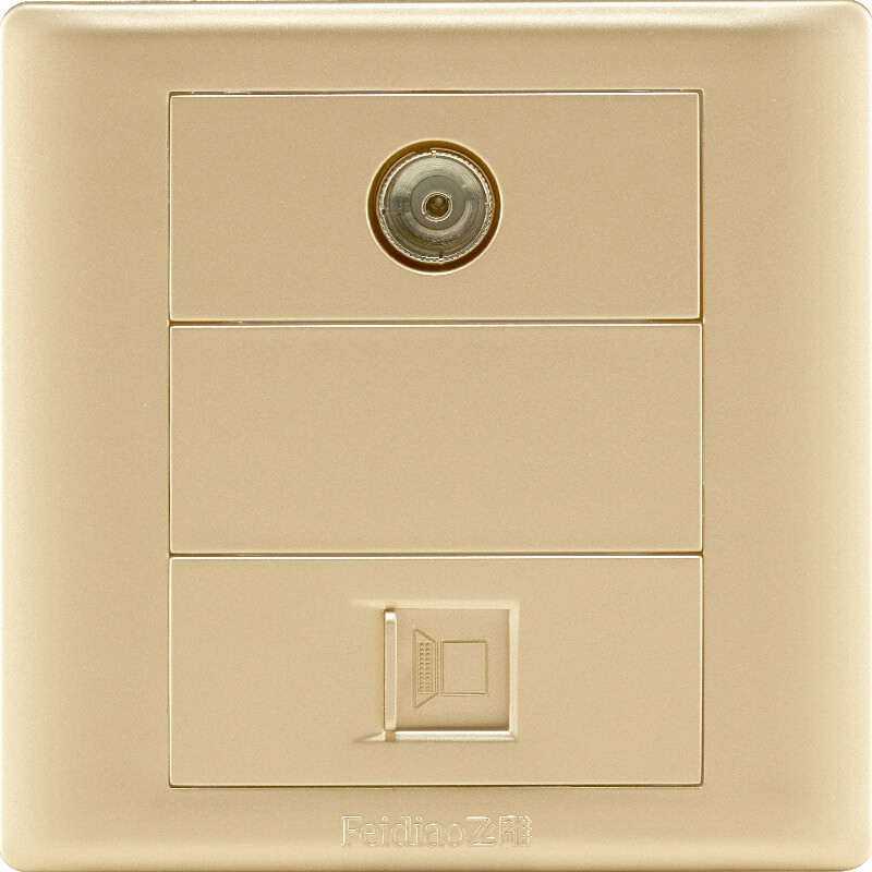 Feidiao switch socket panel TV computer socket network cable cable closed circuit TV network panel socket 86 type A3 champagne gold