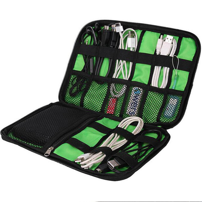 Xinqin travel digital storage bag multifunctional elastic waterproof data cable storage bag portable electronic accessories finishing Bag Black