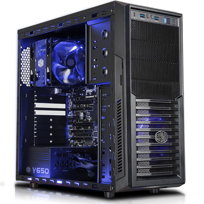 CoolerMaster swordsman k282c side transparent version of the central tower computer host chassis (support ATX motherboard / USB3.0 / back wiring / lower power supply / support SSD) black