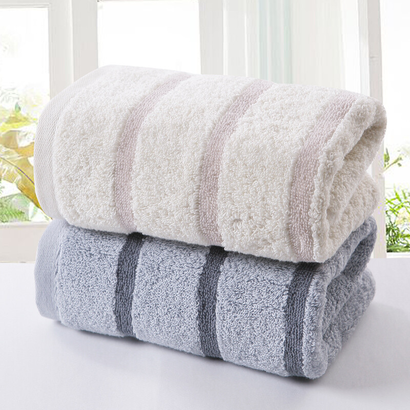 Gold towel home textile Pure Cotton Striped face towel high and low wool feeling face washing towel soft and absorbent two pieces of gray / Brown 108G / piece 70 * 34cm