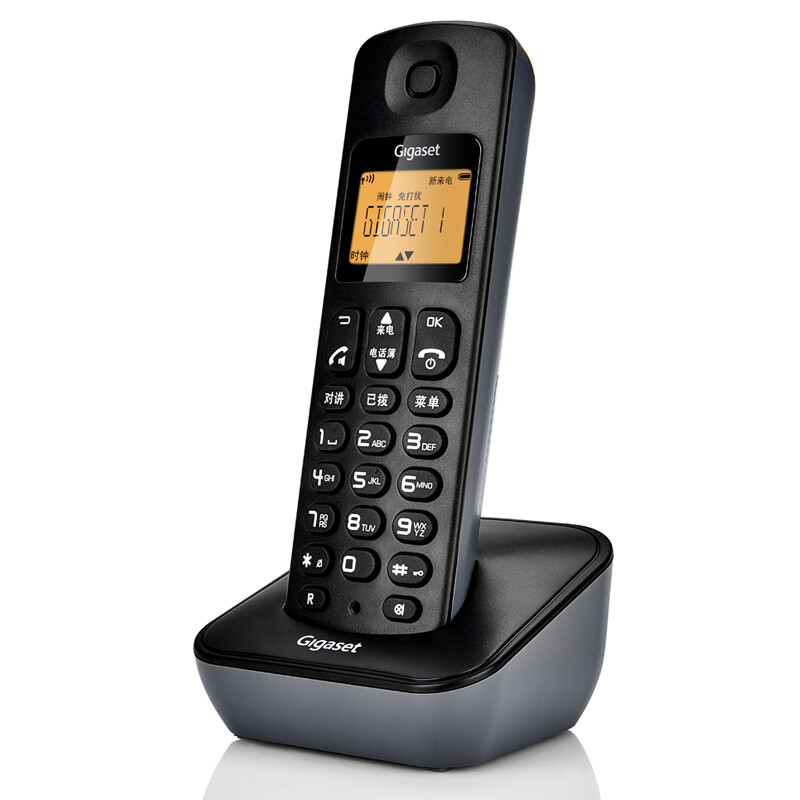 Gigaset original Siemens brand telephone a190l digital cordless telephone stand-alone Chinese display double hands-free screen backlight home office landline sub master machine (Star Black)