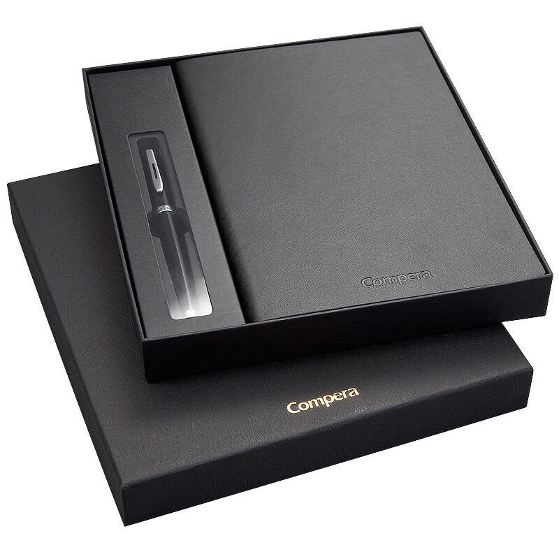 Comix c8301 compera leather business suit Notepad diary Pen Gift Box Black A5 (Book + 1 pen + 6 ink bags)