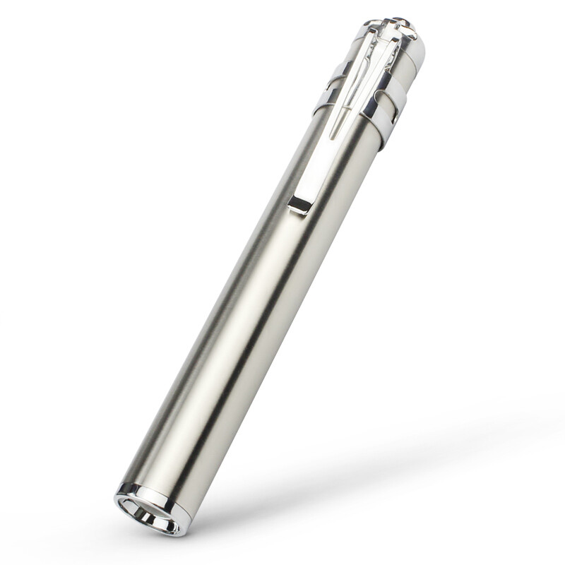 Paulone stainless steel medical flashlight portable pen holder strong light small flashlight otorhinolaryngology examination white light flashlight yt865 stainless steel silver