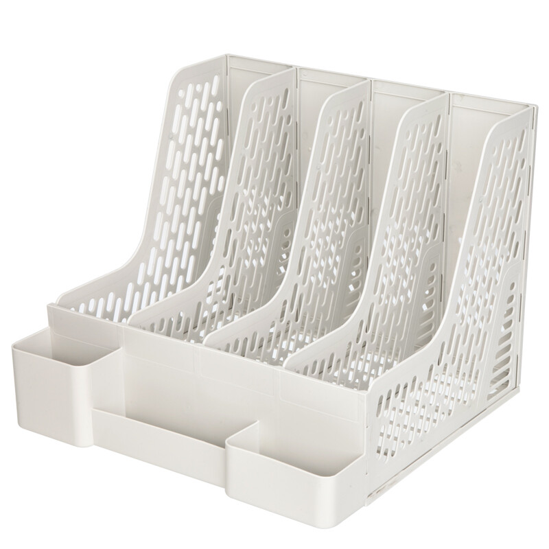 Comix b2034 quadruple data rack with multifunctional pen holder / file frame / file basket / gray office stationery