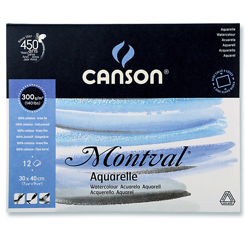 Canon mengfaer series watercolor Book 300g four side sealed glue color book watercolor paper 300X400mm 12 sheets