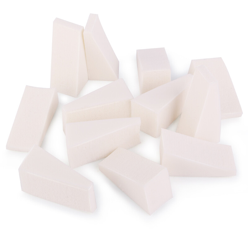 Uplus dry and wet skin friendly triangular powder puff cotton pad 12 packs (random color) (dry and wet makeup cleaning)