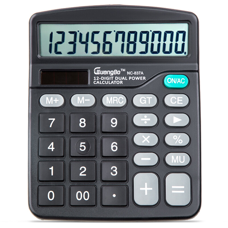 Guangbo nc-837a 12 bit large screen solar calculator desktop computer