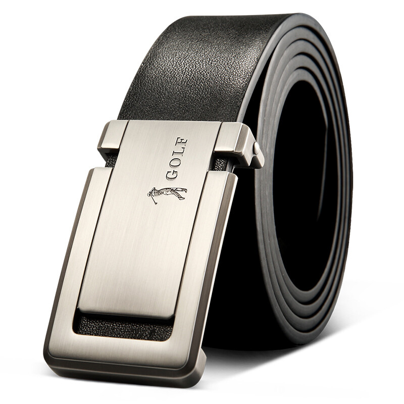 Golf golf top leather men's belt buckle belt men's belt gift box p6bv87434j black