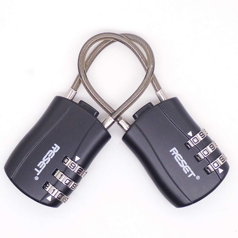 Reset rst-056 2 metal knapsack code lock door lock gym lock knapsack lock padlock soft steel wire rope code lock black