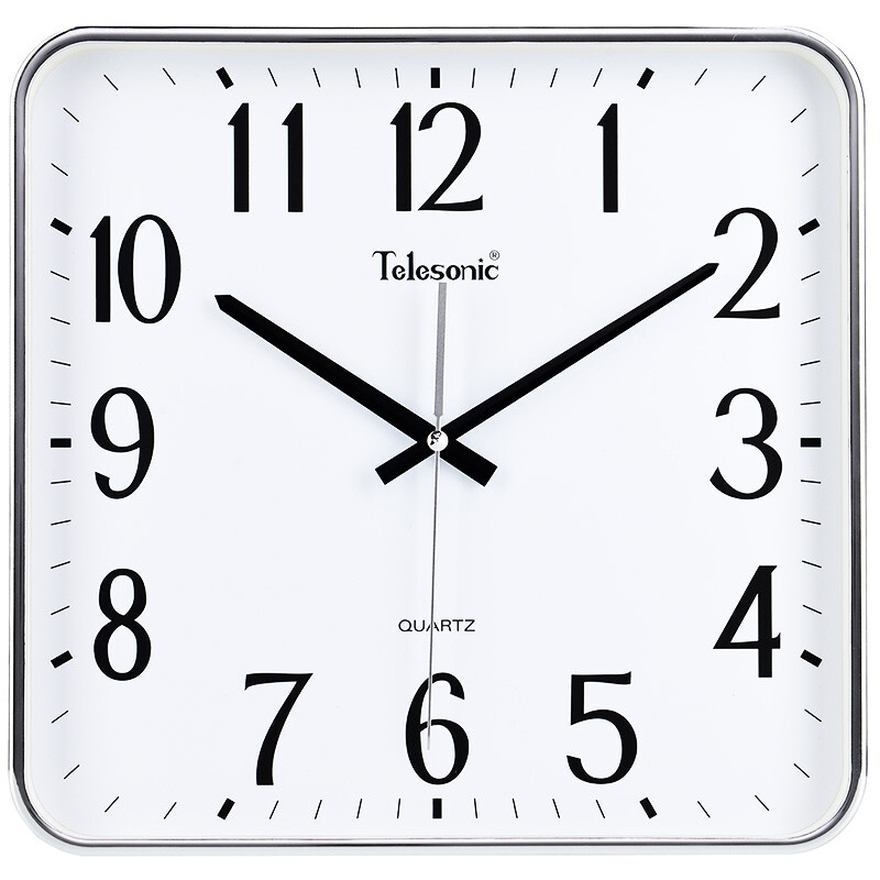 Telesonic wall clock 13 inch fashion creative living room clock hotel office silent quartz wall watch q0677-2 silver plating