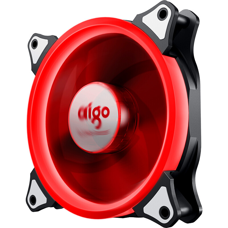 Aigo Aurora 12cm red light computer case fan (small 3P + large 4P dual interface / water-cooled exhaust heat dissipation / shock-absorbing foot pad / 4 screws)