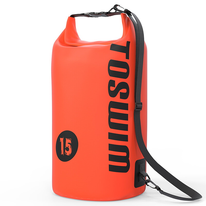 Toswim ts461001 multifunctional swimming waterproof bag 15L imported PVC net clip cloth orange background black label