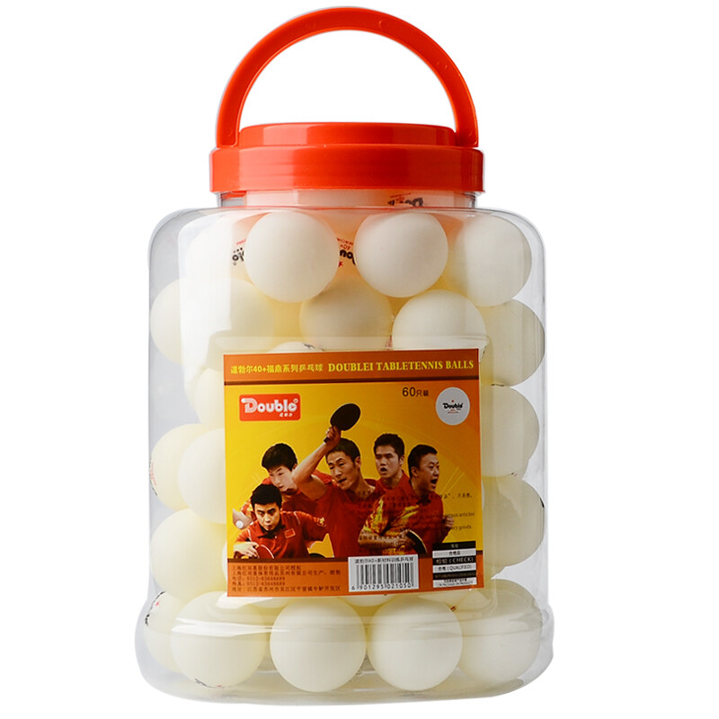 Red double happiness DHS Dober 40 + training table tennis 60 in a bucket of white one star table tennis
