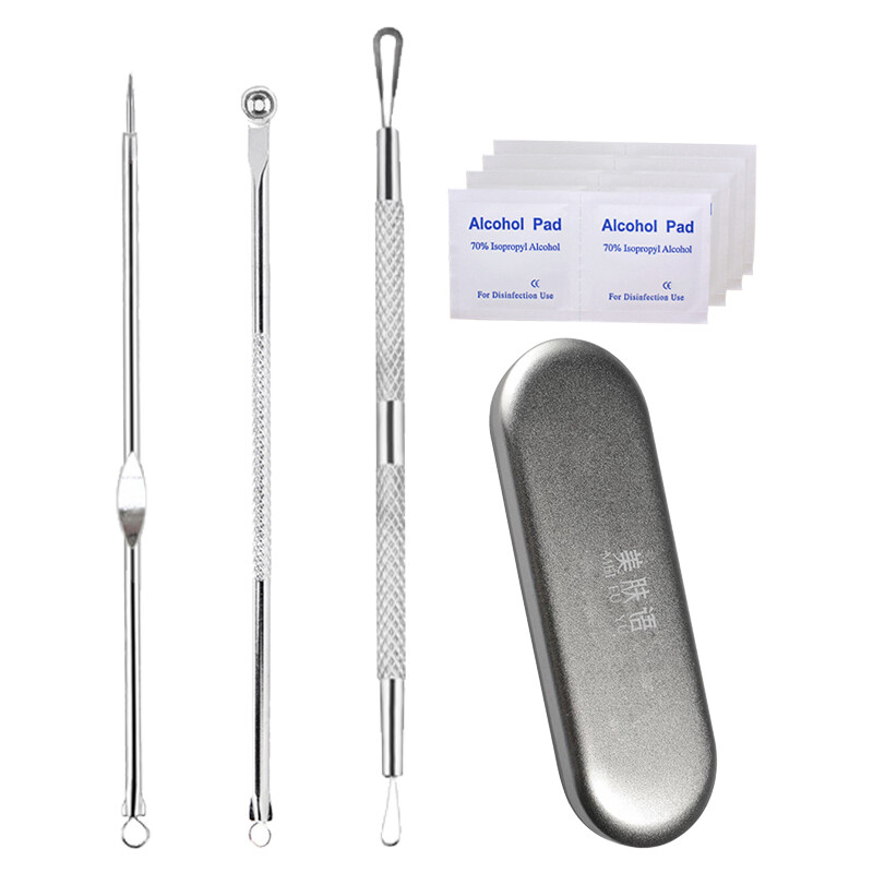 Skin language acne needle 3 sets mf5037 (box containing alcohol cotton beauty needle acne needle acne clip to remove blackhead acne)