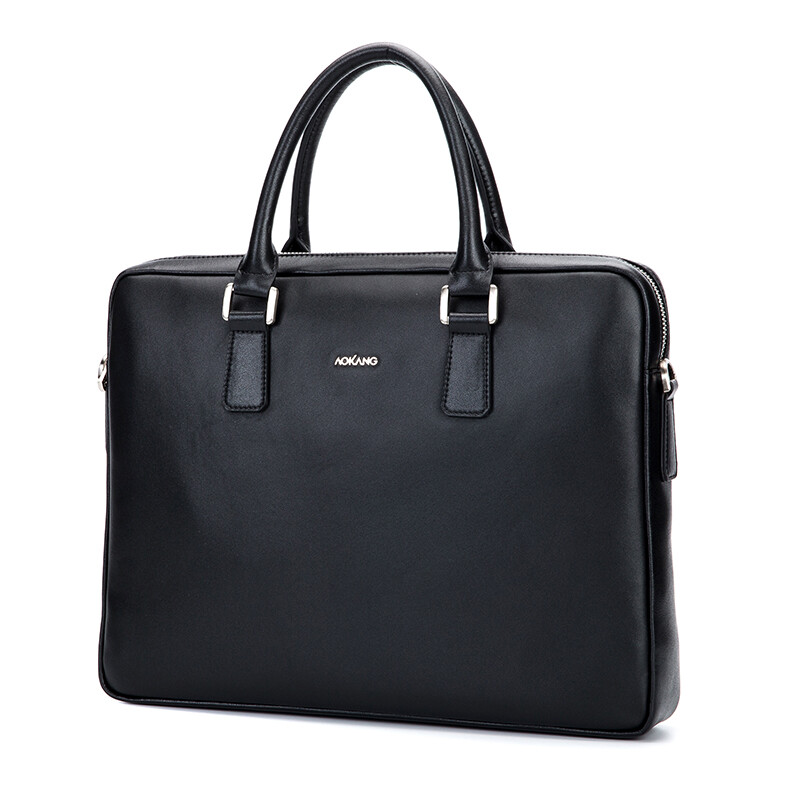 Aokang men's handbag horizontal business cowhide single shoulder bag men's leisure messenger bag briefcase 8631225101 black