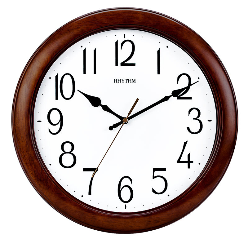 Rhythm wall clock solid wood silent quartz clock modern simple creative circular wall watch Chinese living room bedroom office clock 31cm simple cmg121xa06d