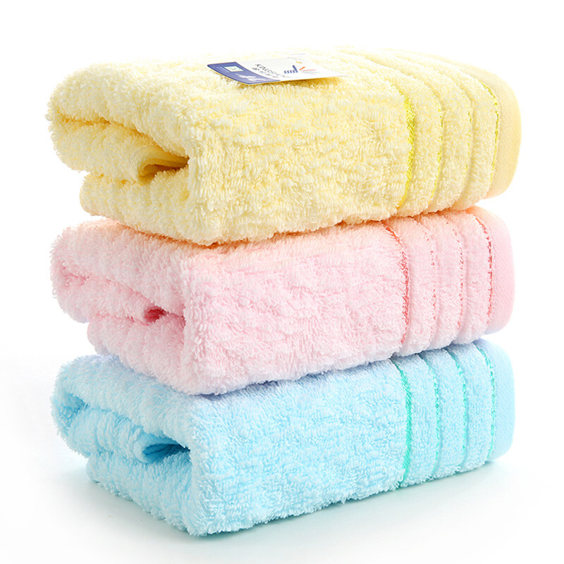 Gold cotton towel ga1079 red, yellow and blue mixed color 3-Pack slub yarn satin towel 70 * 33cm 90g / piece