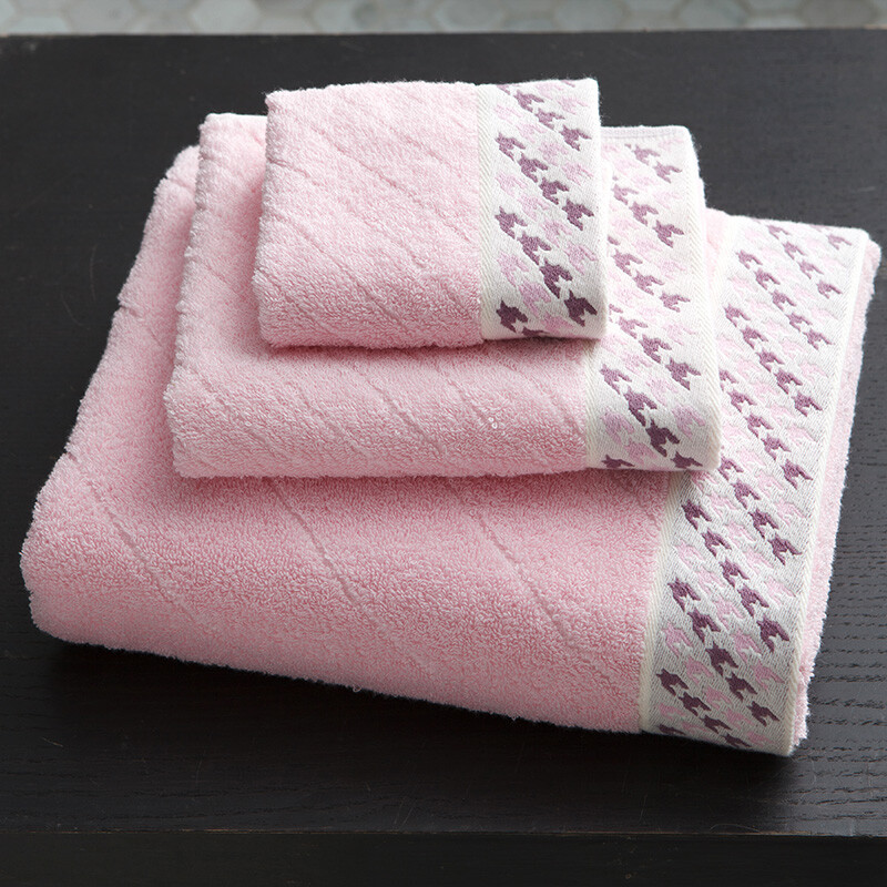 Grace towel home textile cotton jacquard thousand bird grid thickened absorbent towel three piece set bath towel * 1 towel * 1 square towel * 1 red