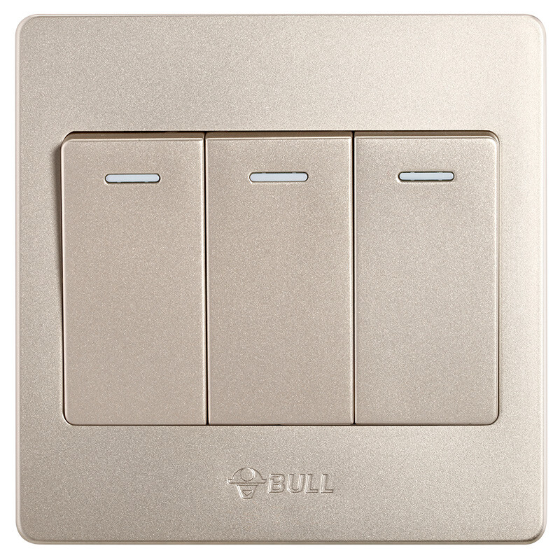 Bull switch socket G07 series three opening double control switch 86 panel g07k312y (U6) champagne gold
