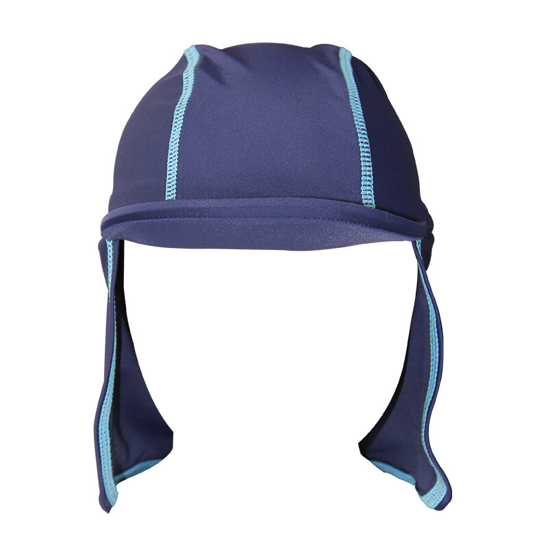 Chess posture children's boy's neck protection sunscreen beach swimming cap UV resistant ear protection comfortable bule big head quick drying swimming cap Japanese Cap Navy m ezi8004
