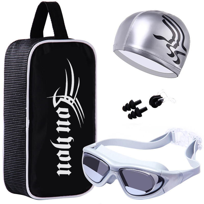 You swimming goggles men's and women's waterproof and fog proof large frame swimming goggles HD myopia swimming goggles z6112 electroplated silver 400 degrees