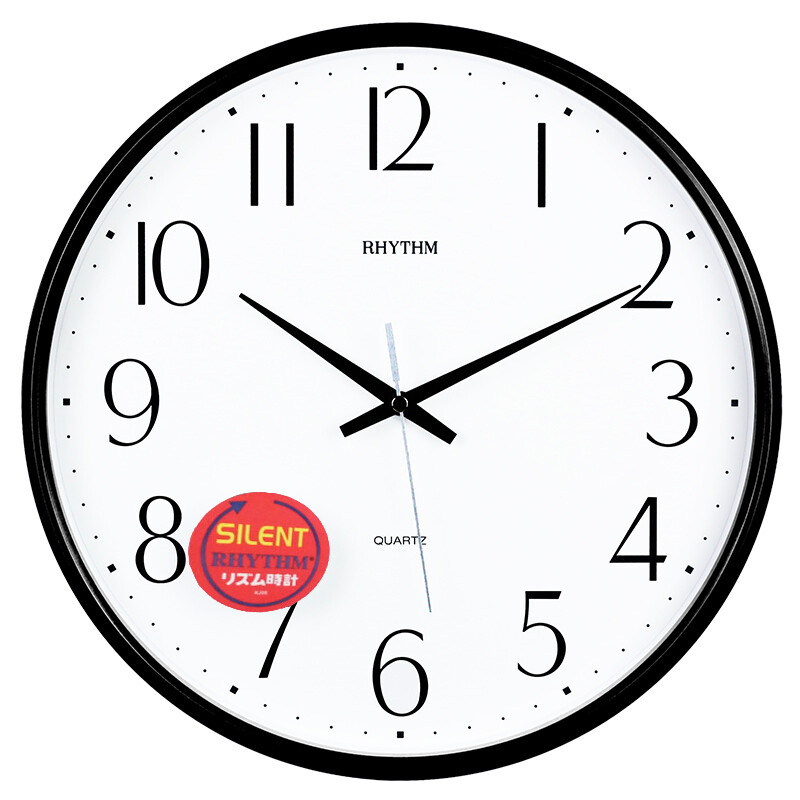 Rhythm silent quartz wall clock modern simple creative classic round wall watch European second scanning movement living room bedroom office clock 32cm cool black cmg529xc02d