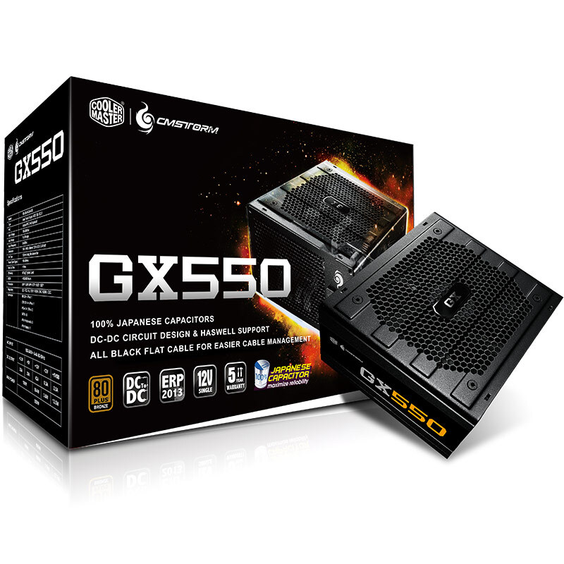 CoolerMaster rated 550W gx550 Game Desktop power supply (80plus bronze / SRC + dc2dc architecture / all day capacitor / five-year warranty)