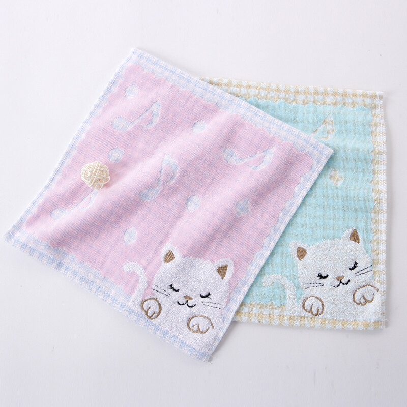 Gold towel home textile pure cotton twistless cut velvet embroidered small towel children's square towel two pack 25 * 25cm