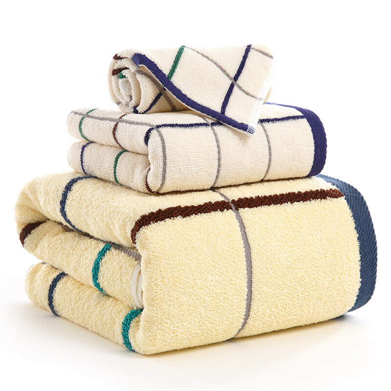 Gold home textile pure cotton square towel square towel bath towel 3-piece set 9106
