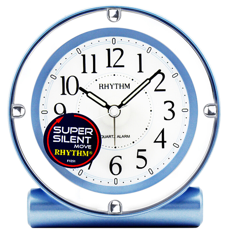 Rhythm enhanced mute quartz alarm clock fashion creativity lazy sleepy night light fluorescent NIGHT LIGHT Bedroom bedside office students and children dazzle blue 8rea18wr04d