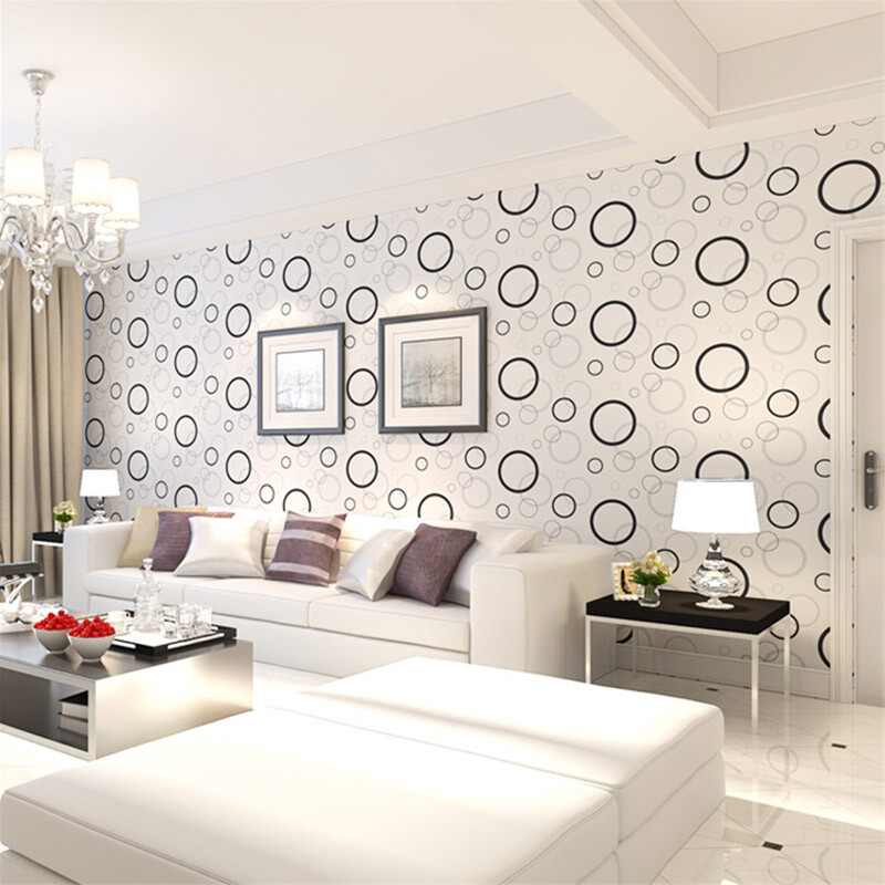 Foojo Fuju self-adhesive wallpaper waterproof wallpaper living room bedroom furniture renovation paste TV background wall paste 0.45 * 10m gray white circle