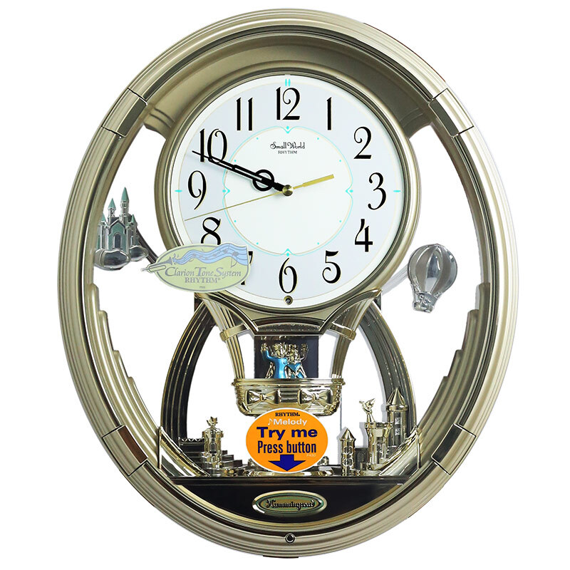 Rhythm wall clock living room clock music timekeeping magic wall clock mute European pastoral creative pendulum clock bedroom clock simple quartz clock 41cm rotation 4mh736wd18