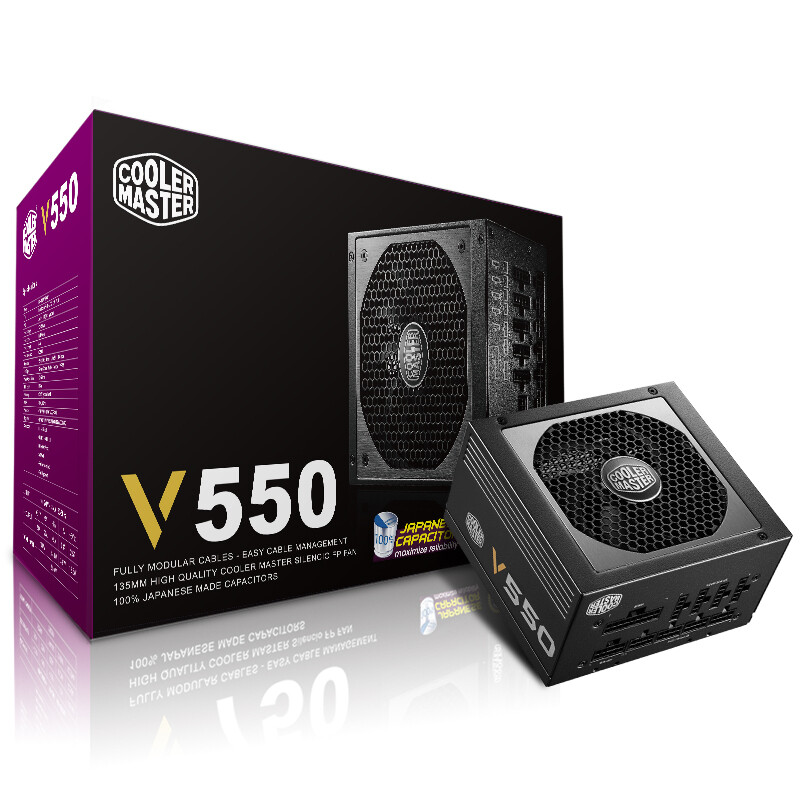 CoolerMaster rated 550W V550 computer power supply (80plus gold medal / full module / full Japanese capacitor / five-year warranty / desktop power supply)