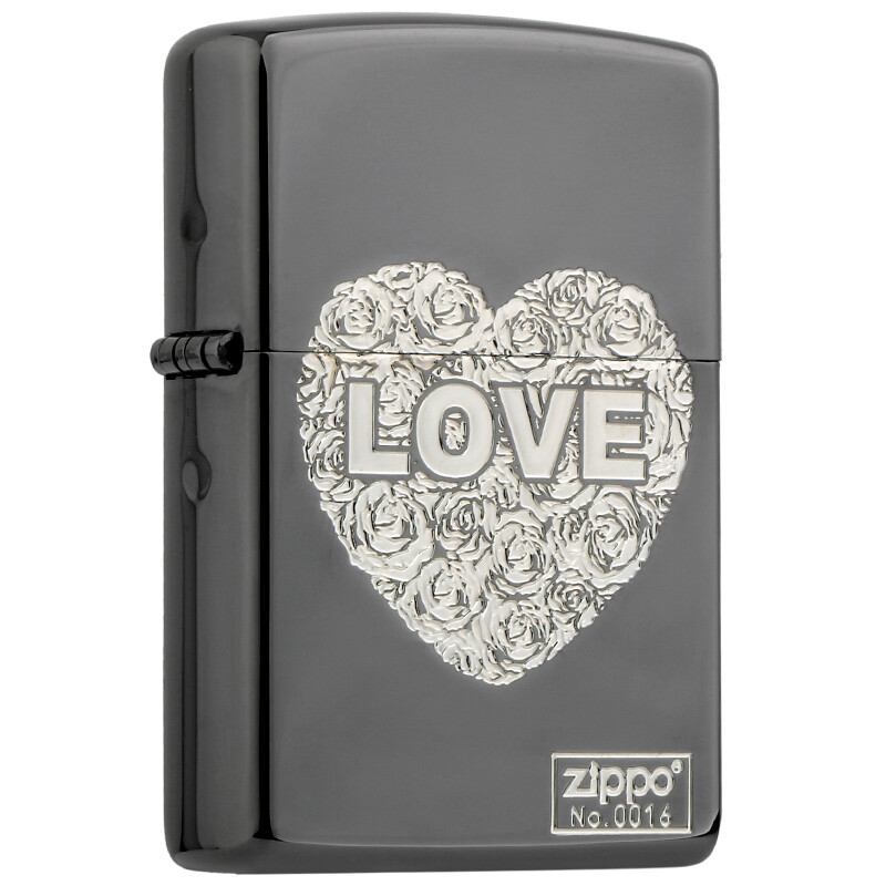 Zippo Lighter rose love silver black ice etching filling zbt-3-43b kerosene windproof lighter