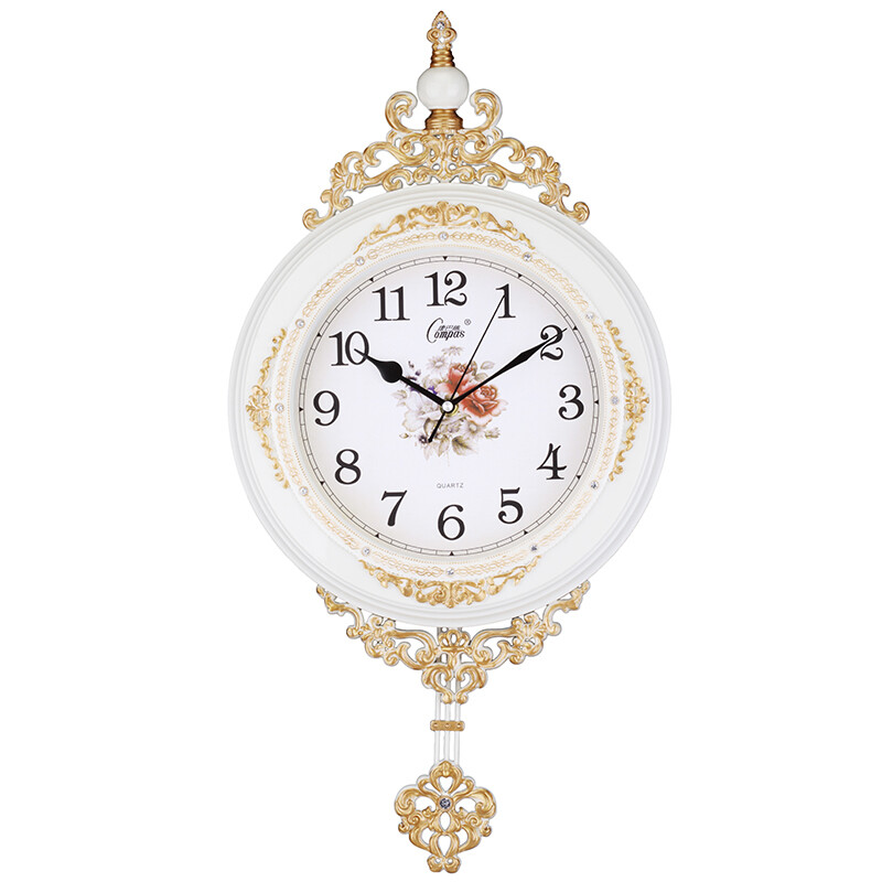 Compas wall clock European style pastoral antique silent living room quartz clock swing clock creative fashion clock wall clock c2955 platinum